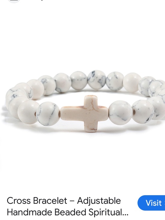 Jewelry - #2499* Unisex’s Faith White Howlite Beaded Cross Stretch Bracelet